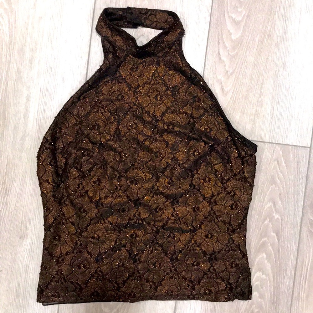 Cashe Halter top Size L Bronze